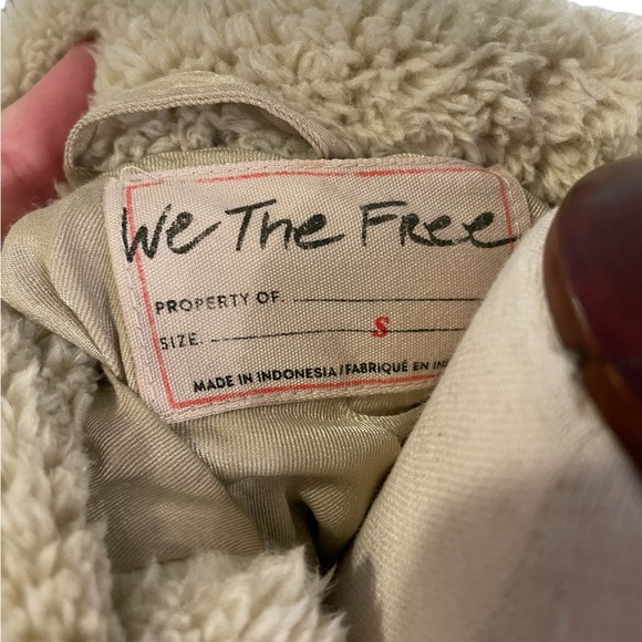 FREE PEOPLE WE THE FREE So Cozy Slouchy Moto Teddy Jacket Beige - Picture 7 of 16